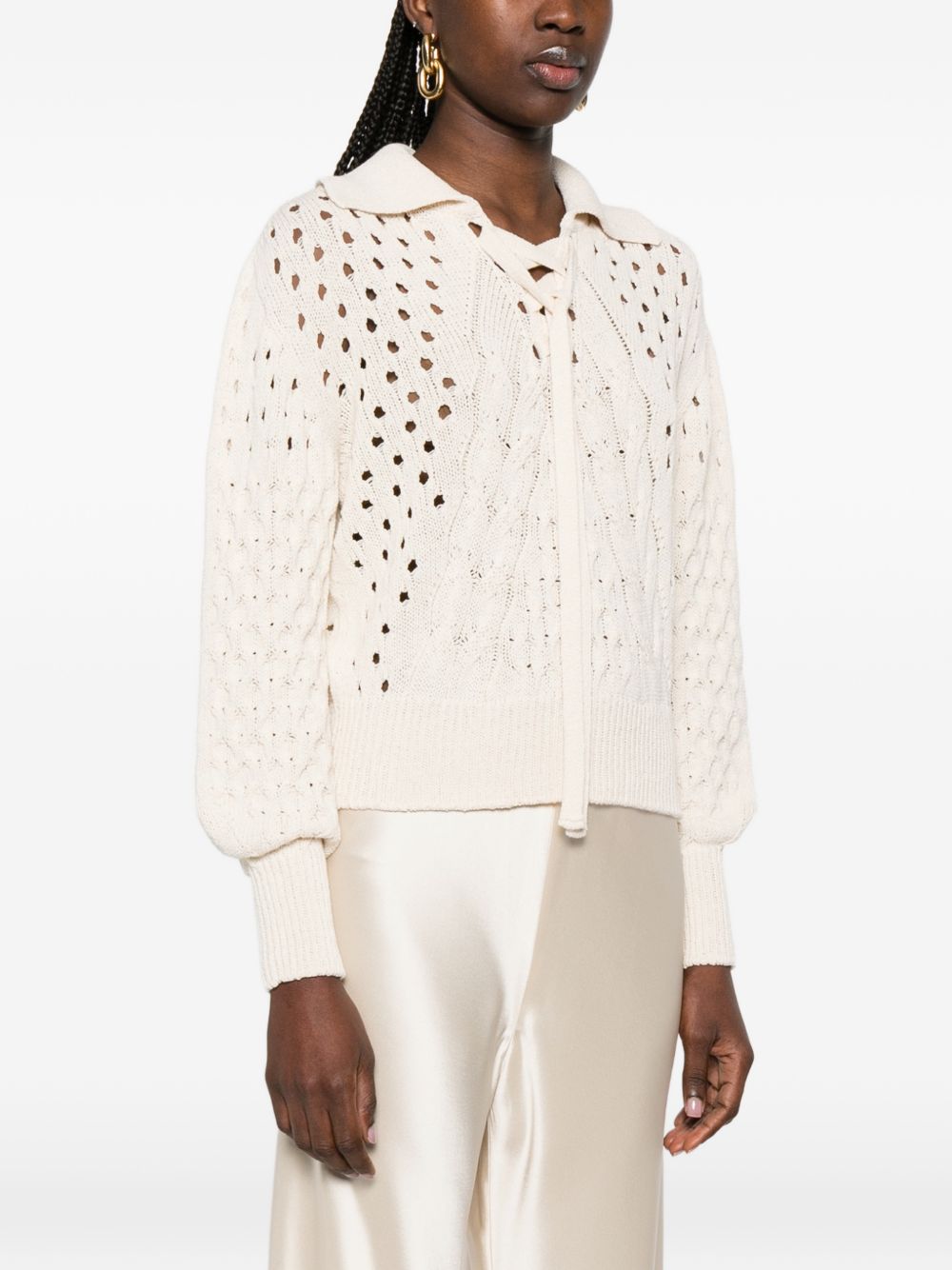TWINSET Maglia in crochet avorio 