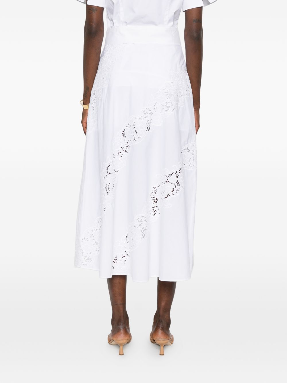 TWINSET Abito midi bianco con trine 