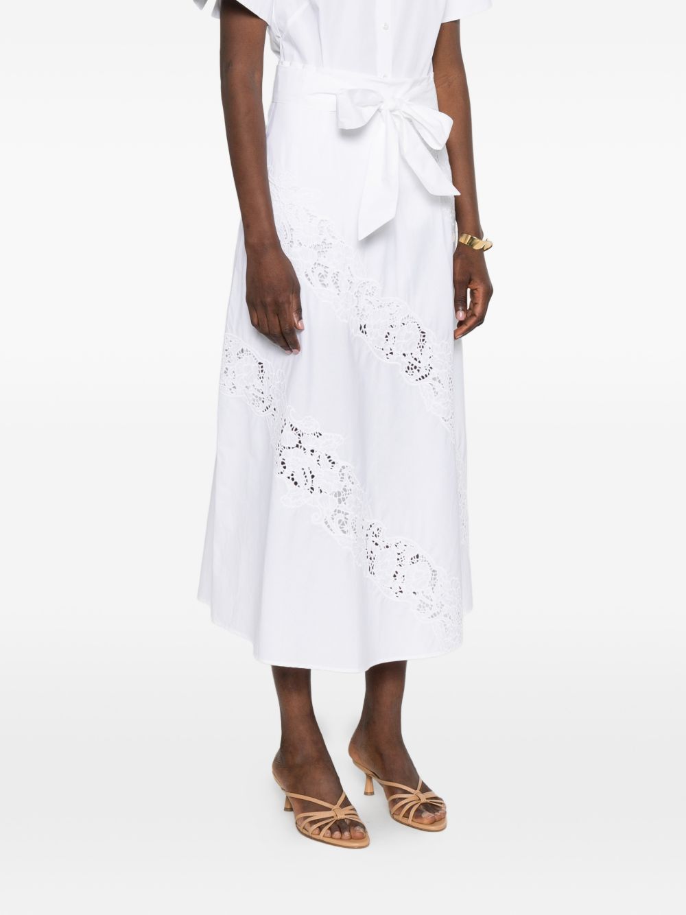 TWINSET Abito midi bianco con trine 