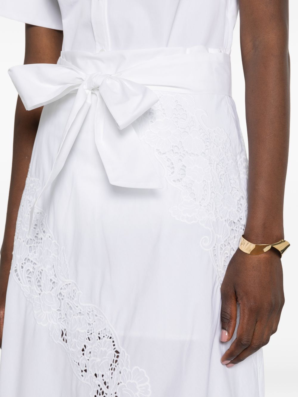 TWINSET Abito midi bianco con trine 