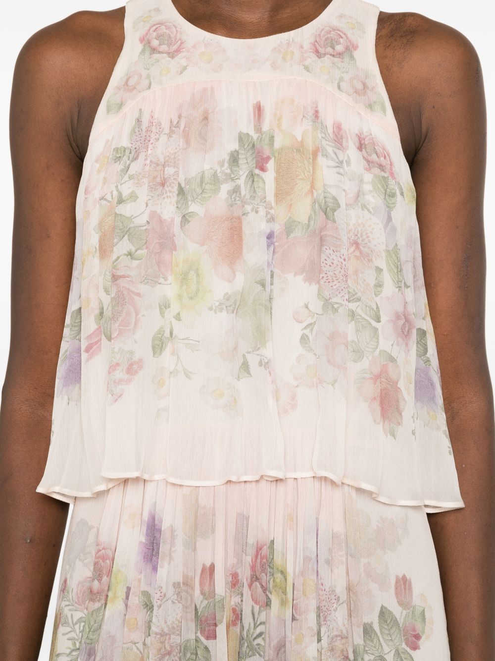 TWINSET Abito lungo rosa cipria con stampa floreale 