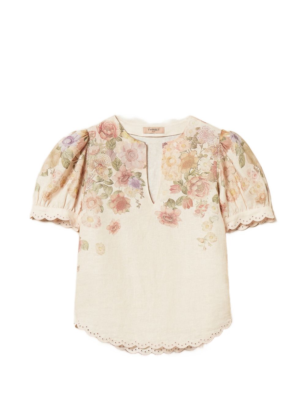 TWINSET T-shirt con maniche corte e disegni floreali 