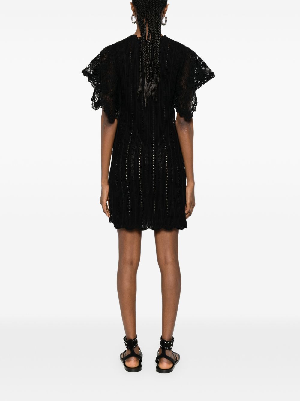 TWINSET Abito corto nero in pizzo con sottoveste 