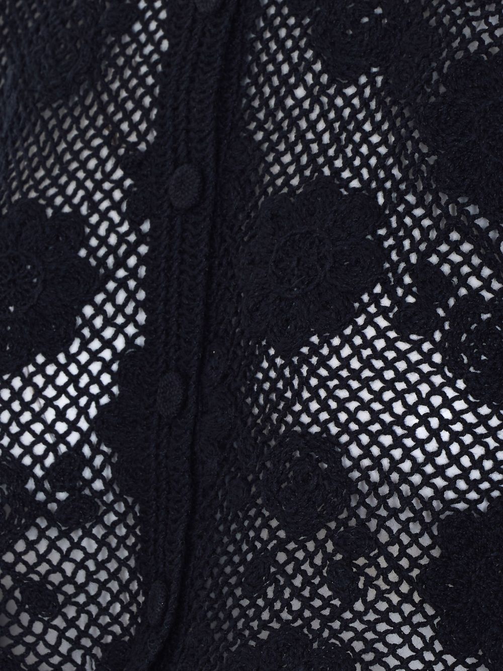 TWINSET Cardigan in maglia traforata nera di cotone 