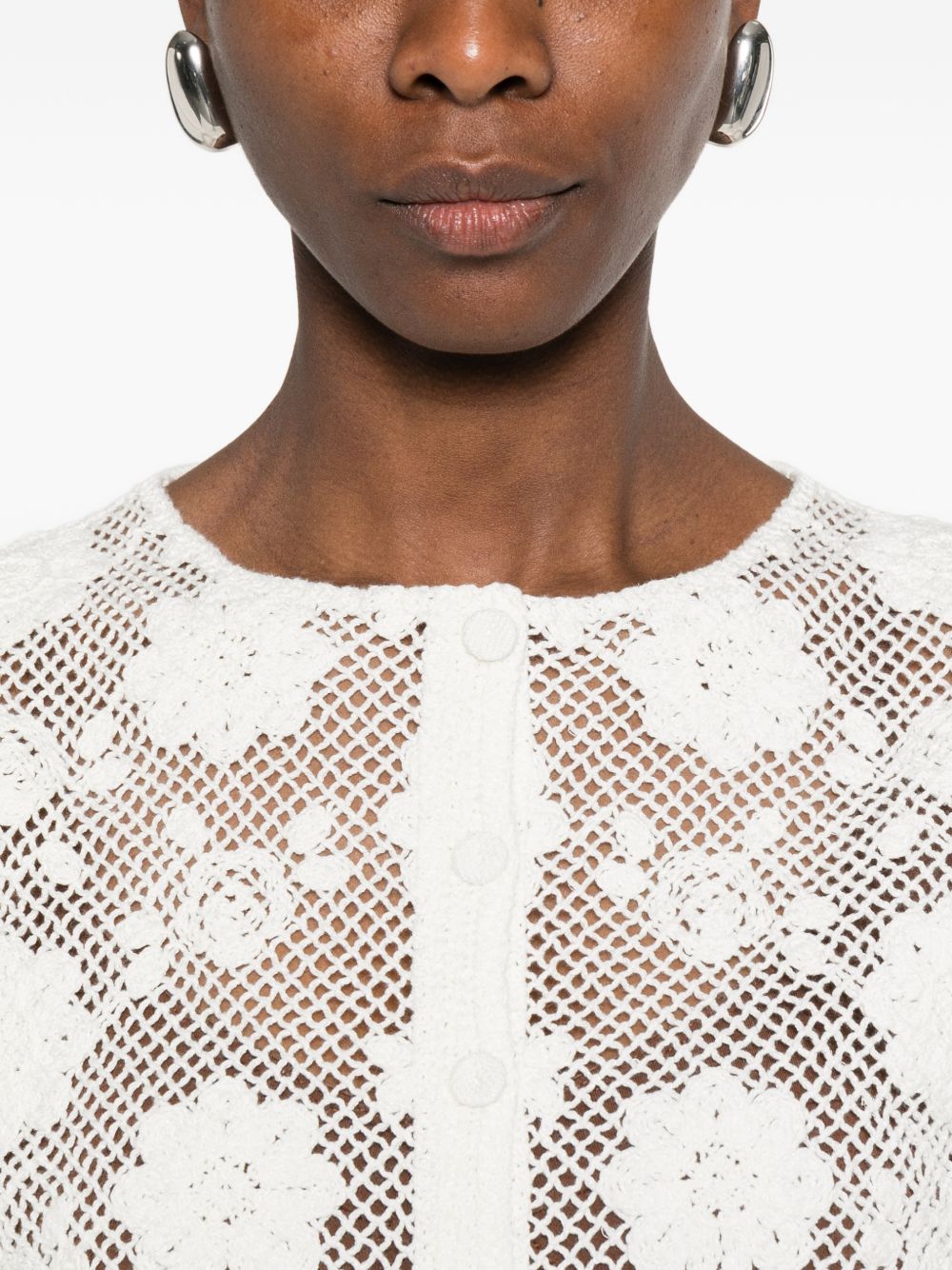 TWINSET Top bianco con effetto croche 
