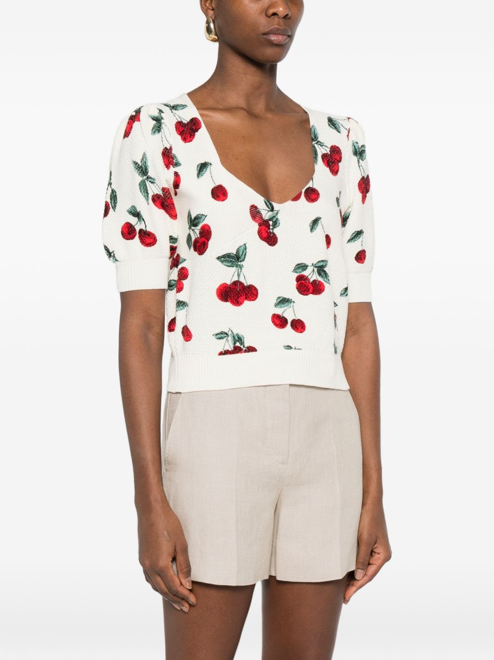 TWINSET T-shirt bianca con grafica ciliegie all-over 