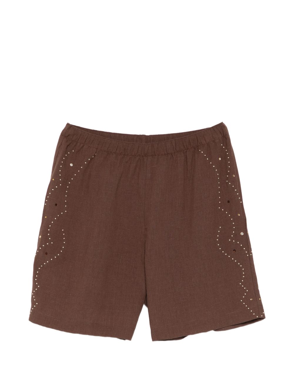 VENUJA Shorts Rodeo marroni con borchie e strass 
