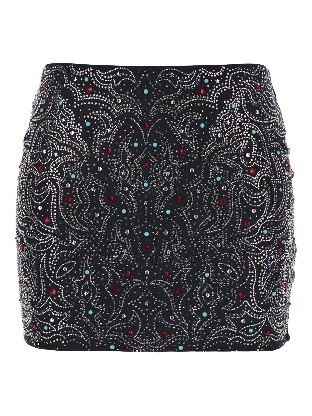 VENUJA Minigonna 54th nera con strass e borchie 