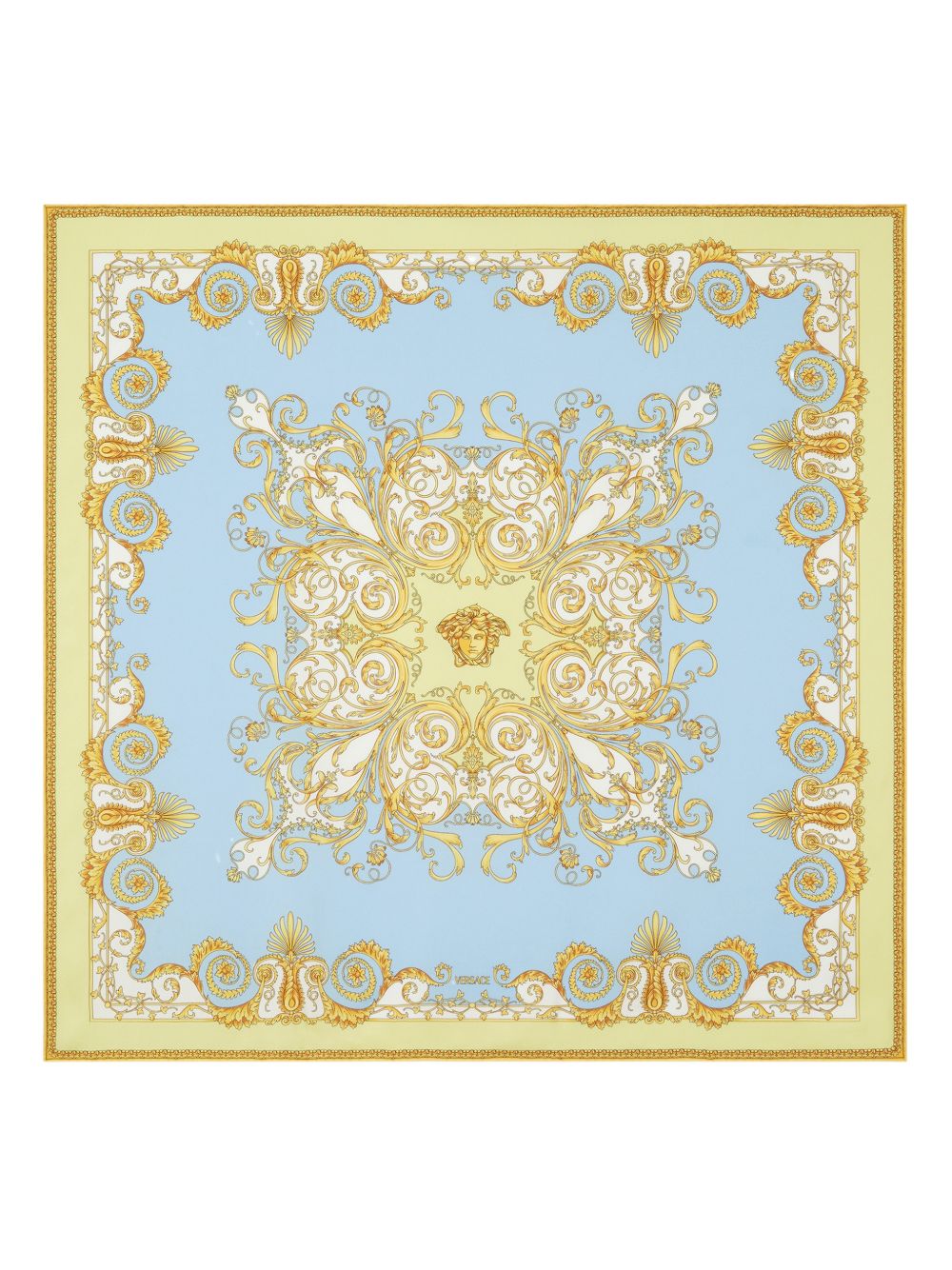 VERSACE Foulard in seta azzurro chiaro e oro 