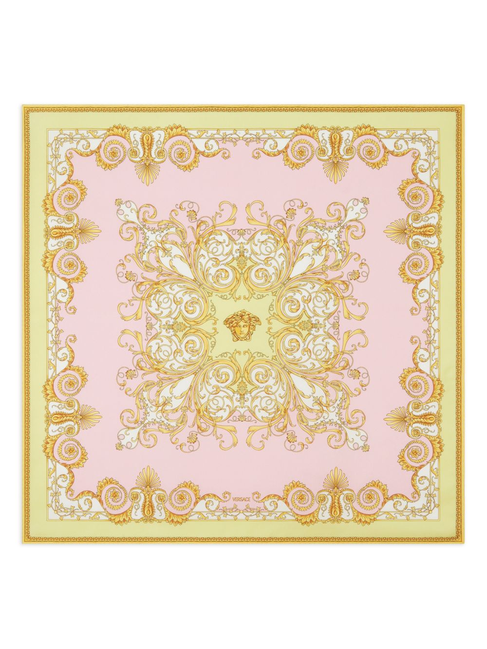 VERSACE Foulard in seta rosa e oro 