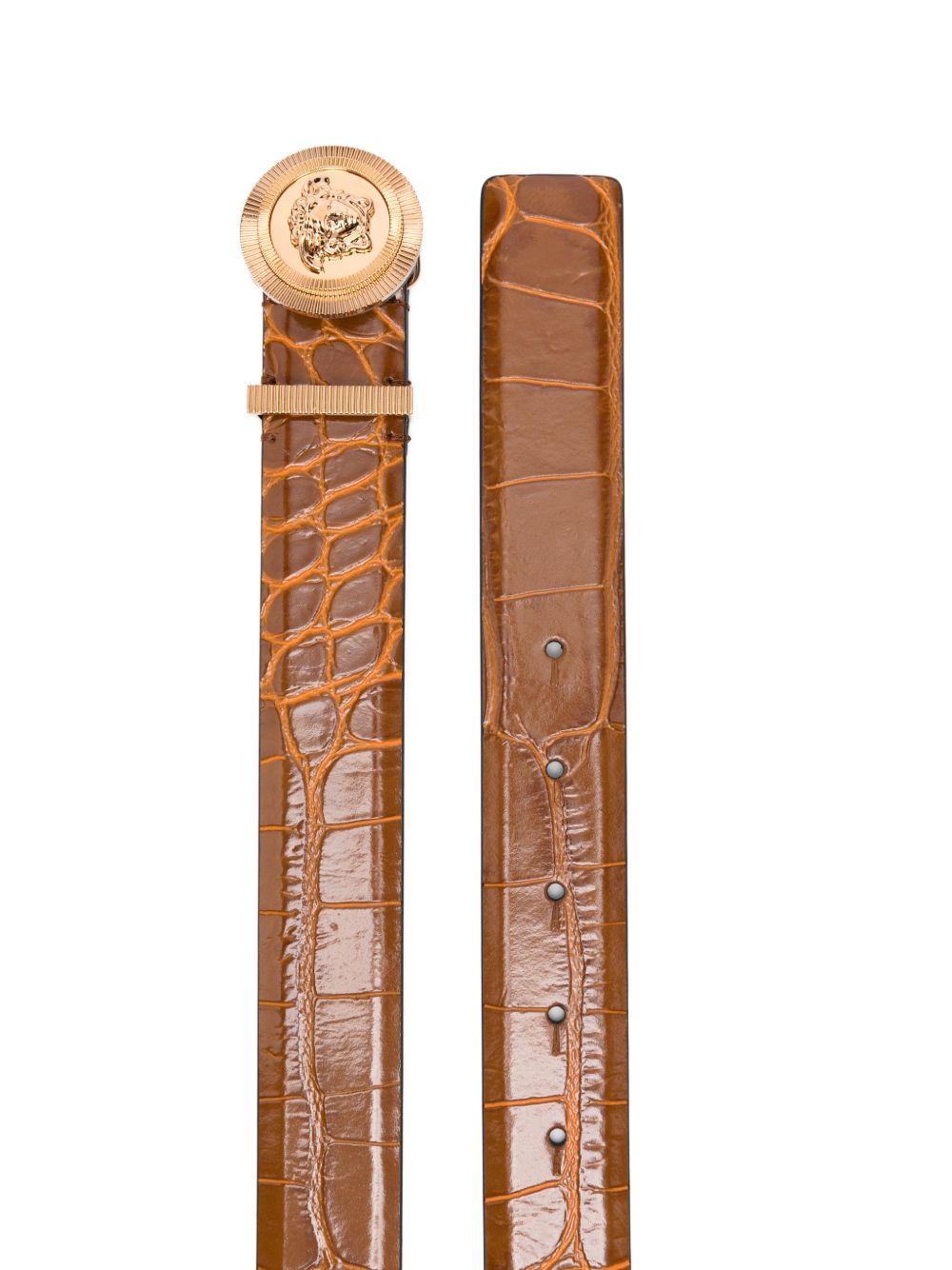 VERSACE Cintura in pelle marrone con fibbia Medusa 