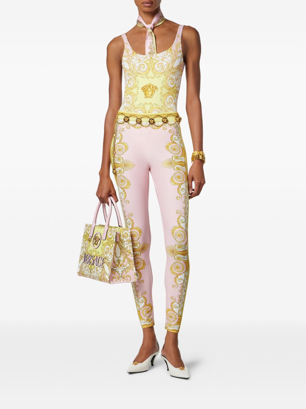 VERSACE Costume intero giallo con spalline 