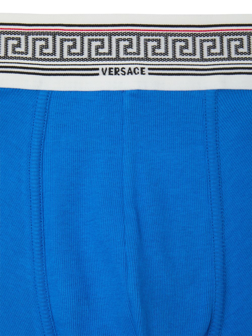 VERSACE Boxer in cotone blu con motivo Greca 