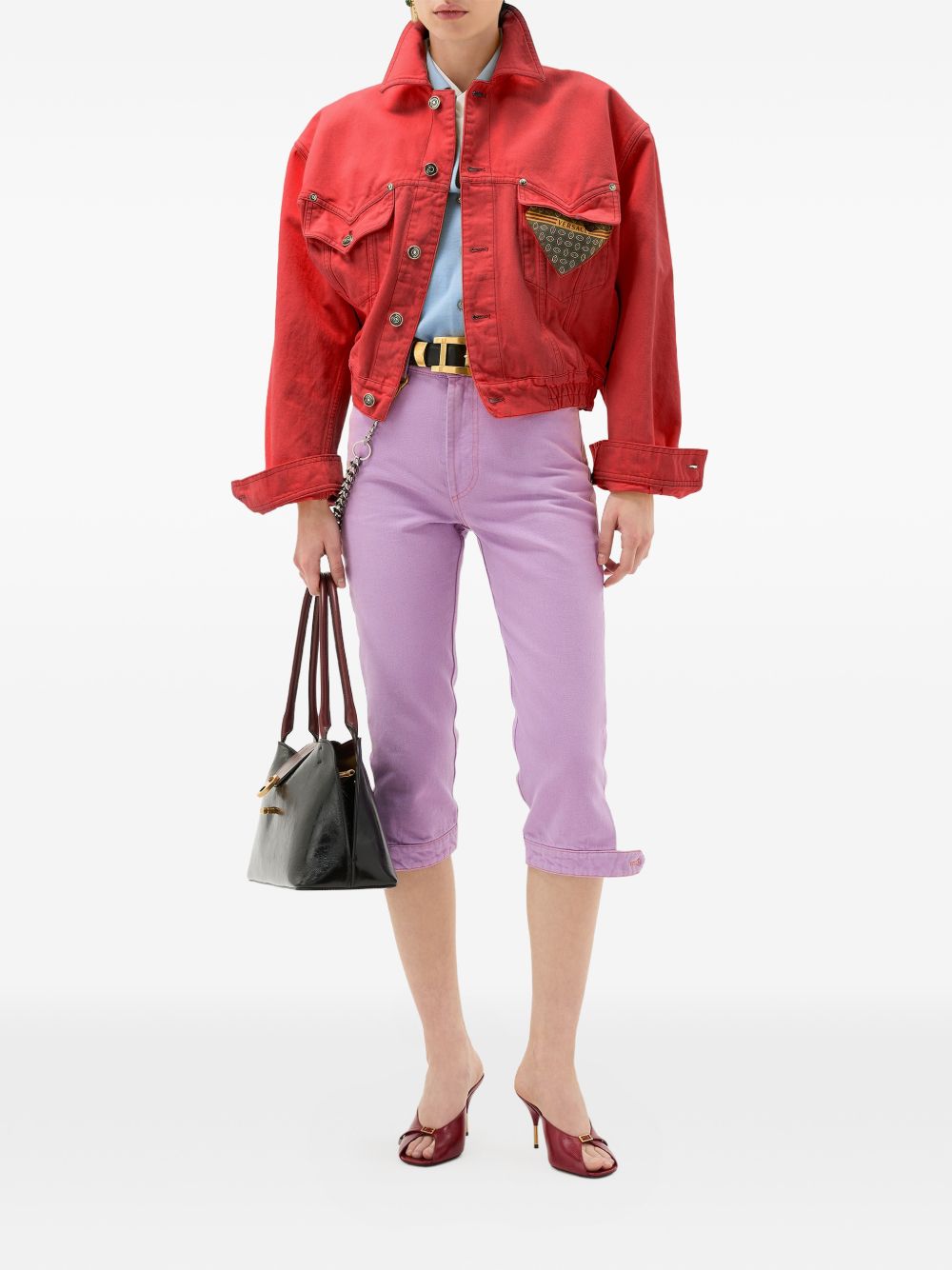 VERSACE Giacca in denim di cotone rosso 