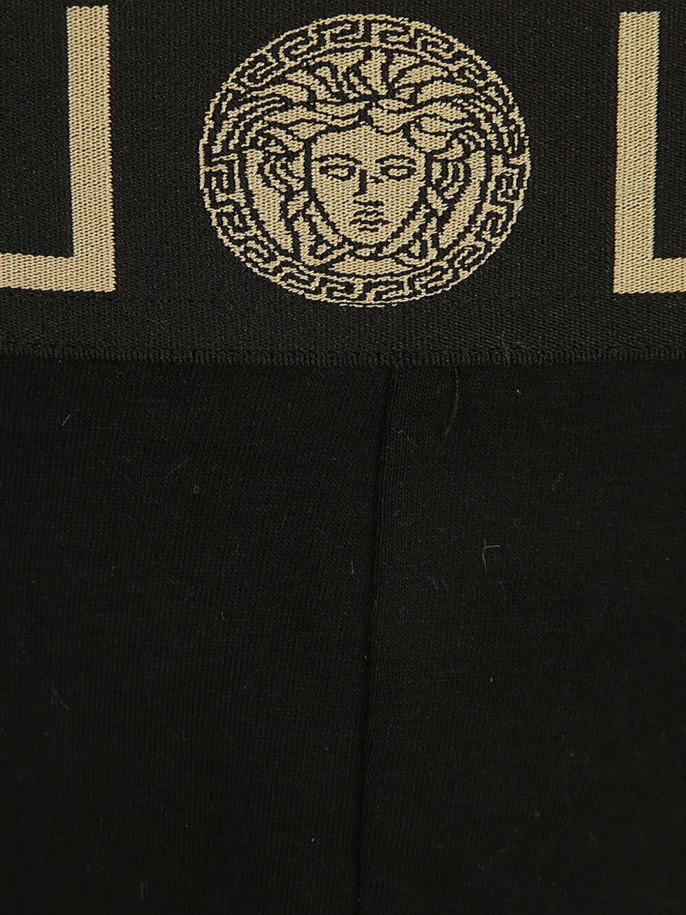 VERSACE Sospensorio beige mandorla/nero con bordo Greca 