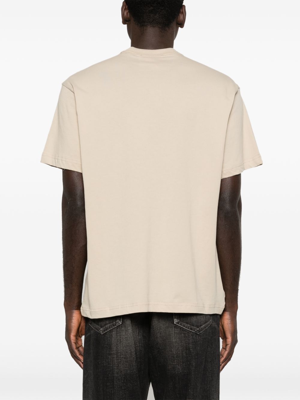 VERSACE JEANS COUTURE T-shirt in cotone a maniche corte beige con stampa 