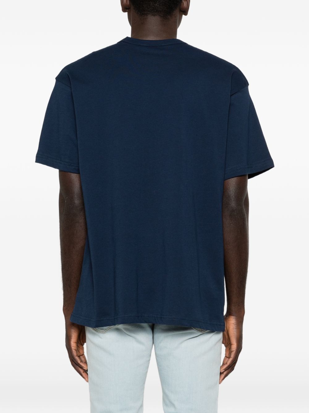 VERSACE JEANS COUTURE Maglia blu girocollo in cotone 