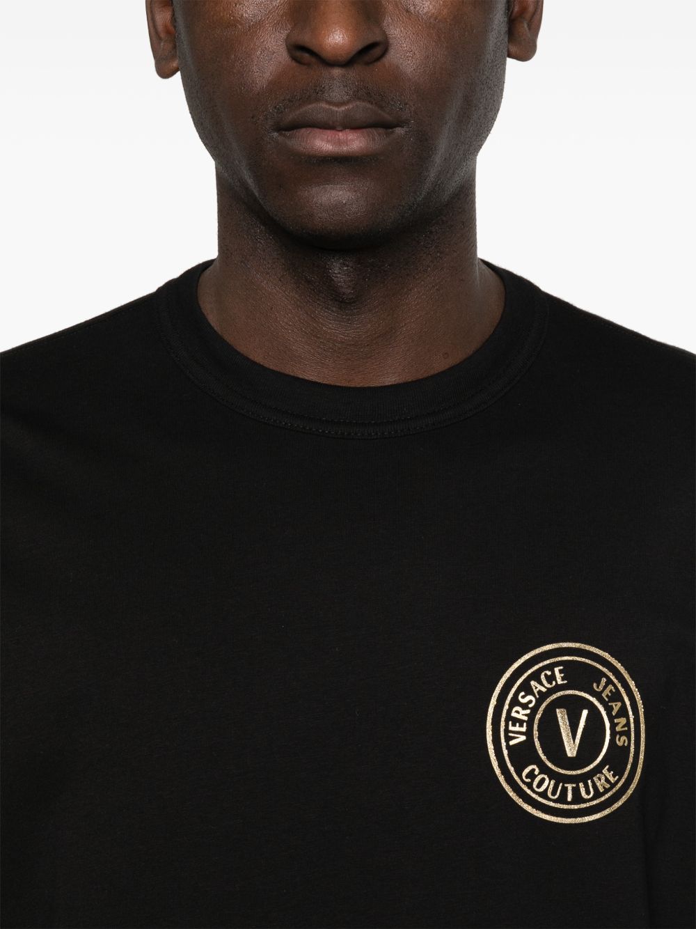 VERSACE JEANS COUTURE T-shirt in cotone nero con logo 