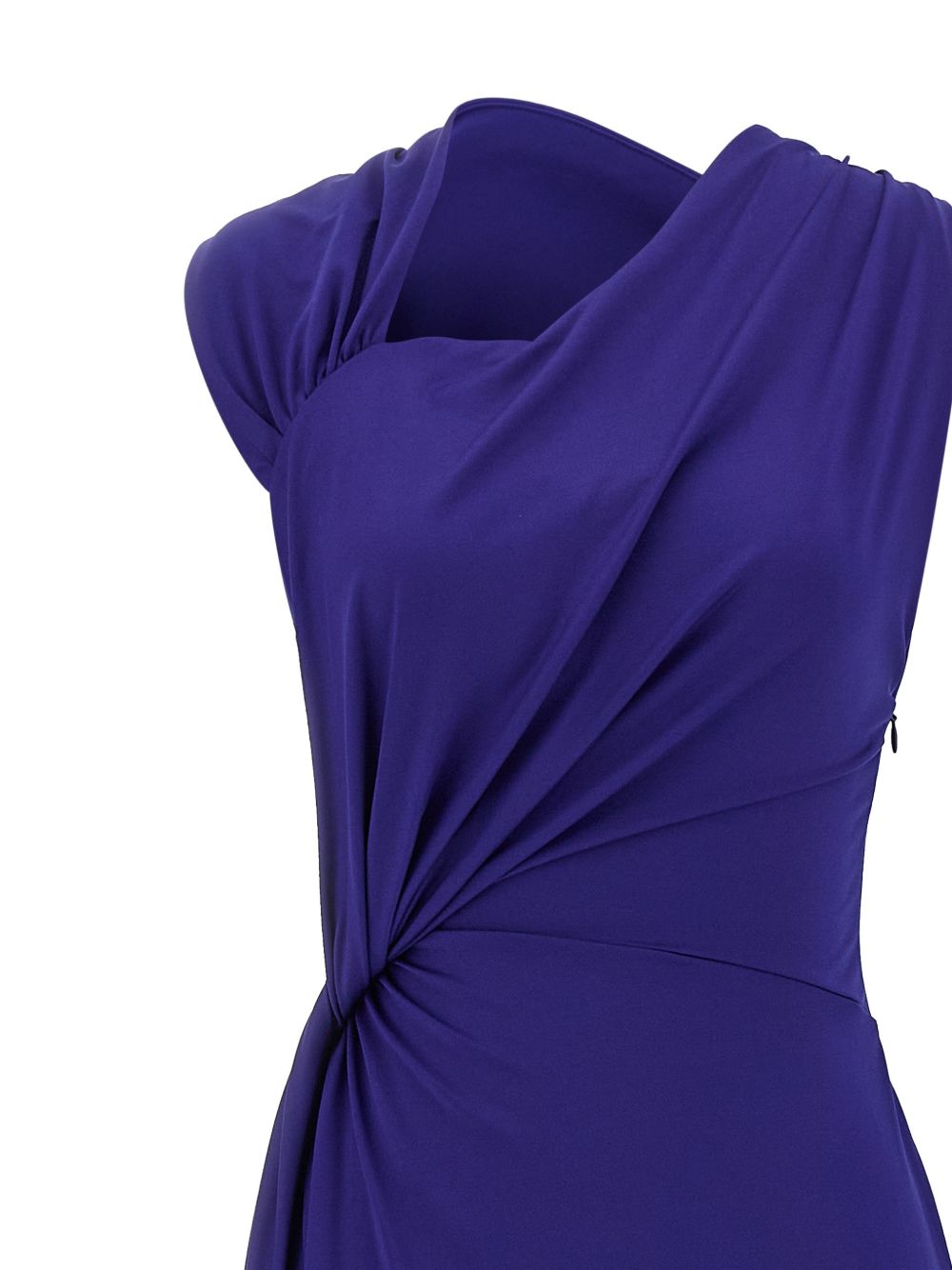VICTORIA BECKHAM Abito midi blu con orlo asimmetrico 