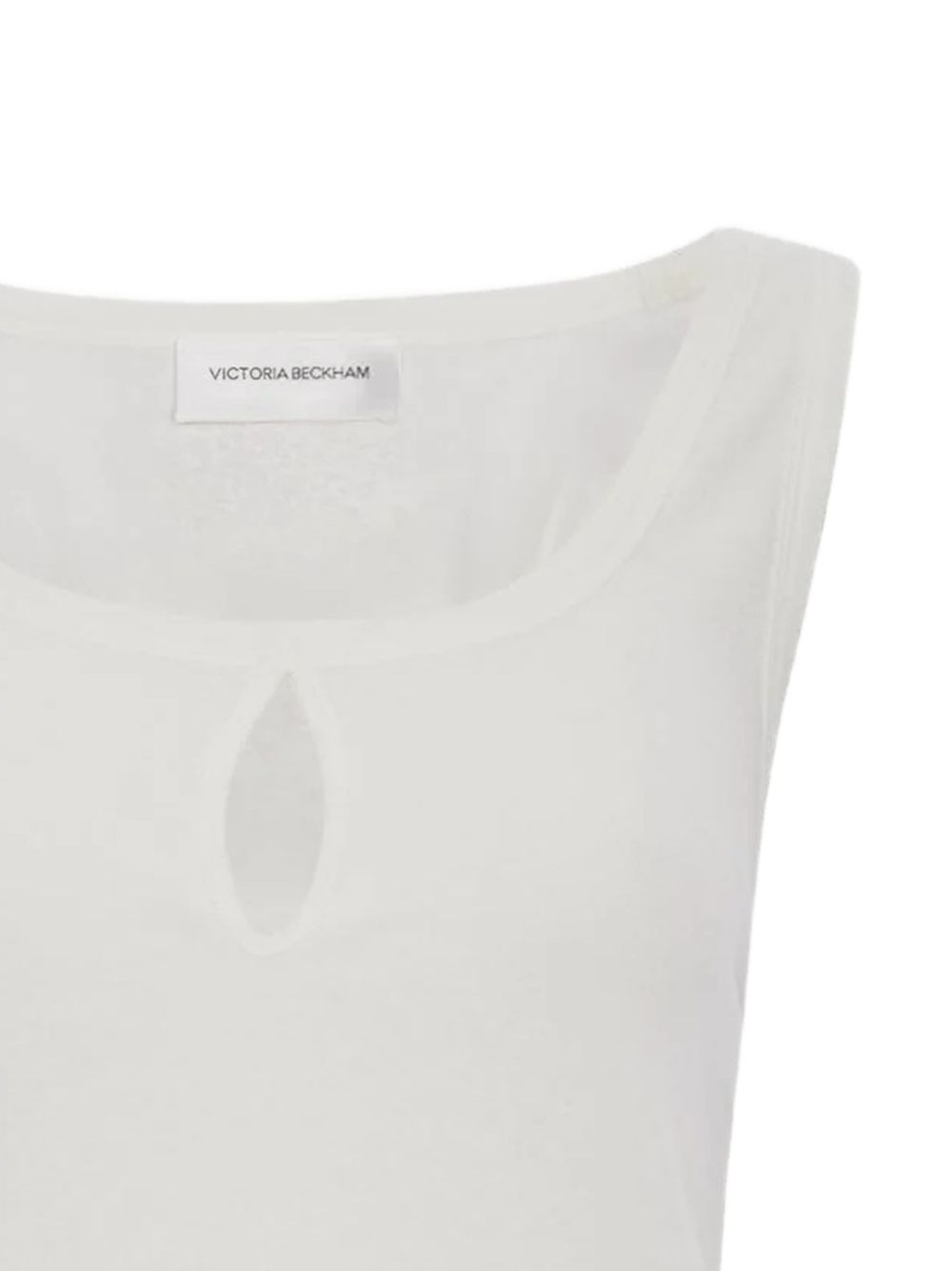 VICTORIA BECKHAM Top bianco aderente in cotone e lino 