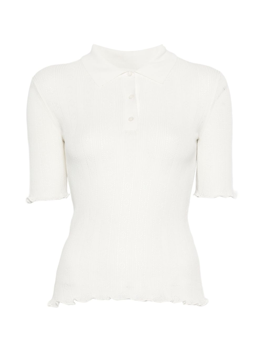 VICTORIA BECKHAM Polo in cotone bianco traforata 