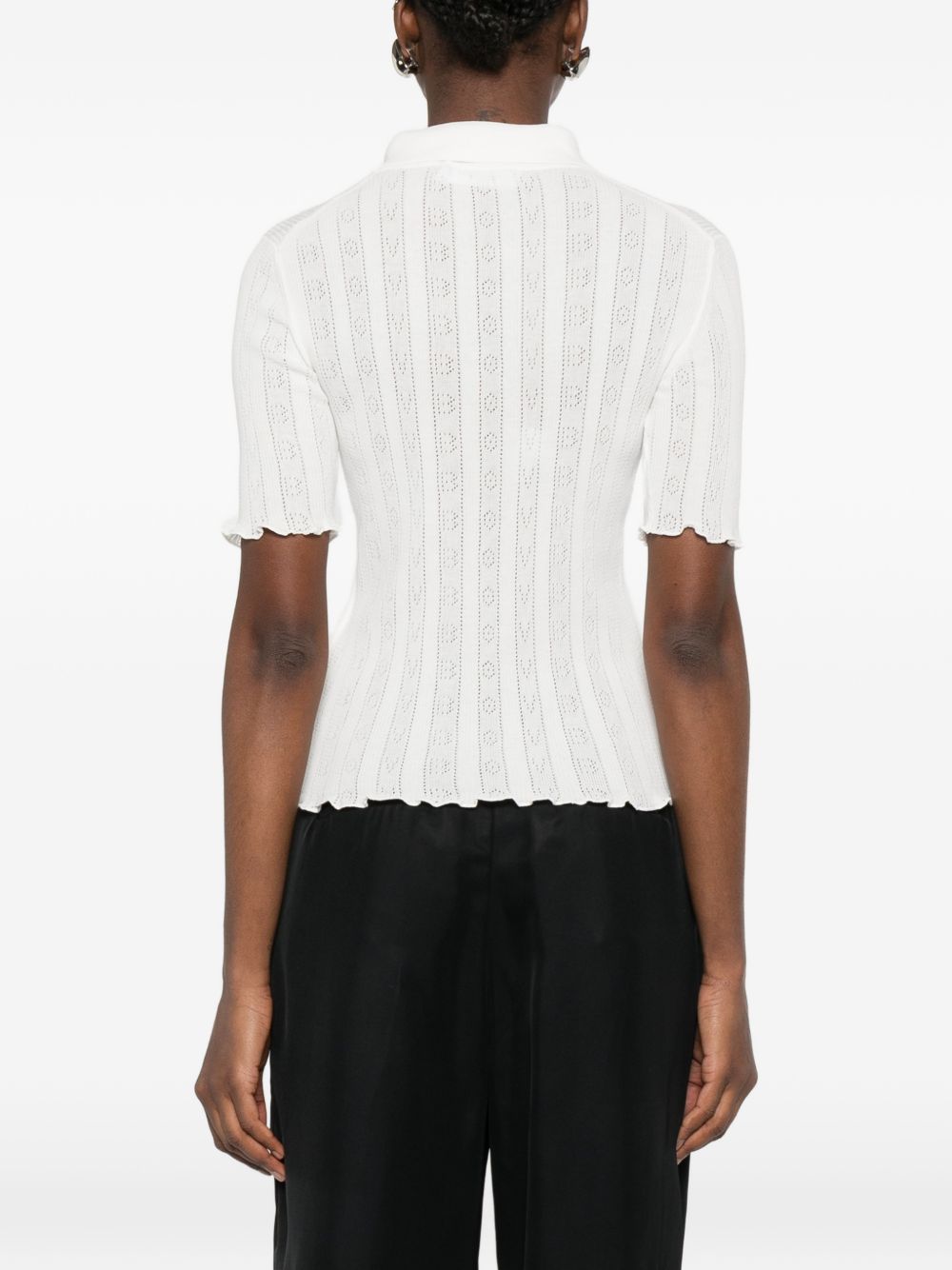 VICTORIA BECKHAM Polo in cotone bianco traforata 