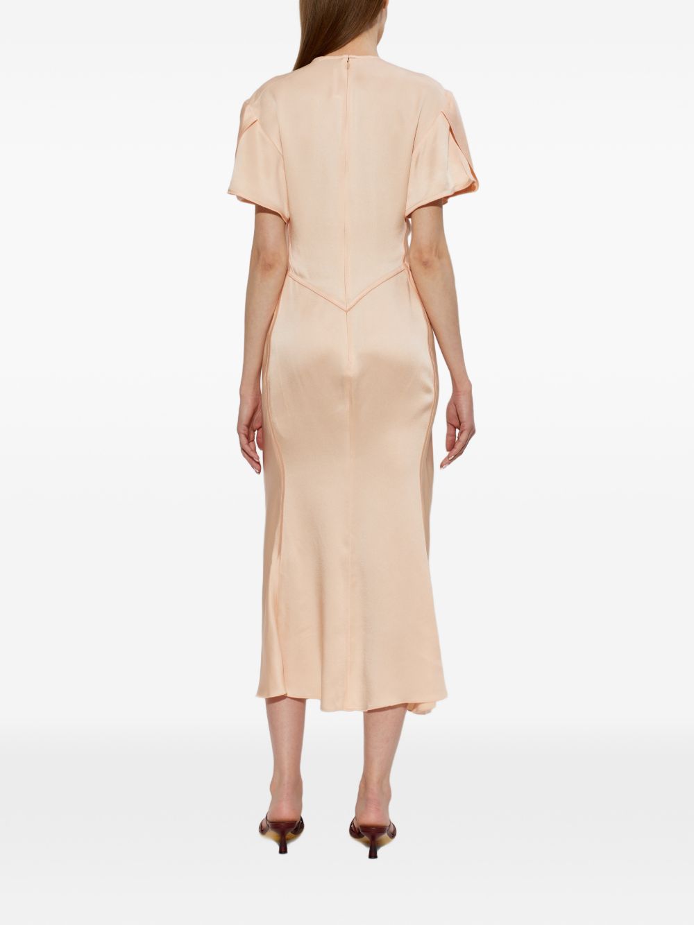 VICTORIA BECKHAM Abito midi pesca increspato 