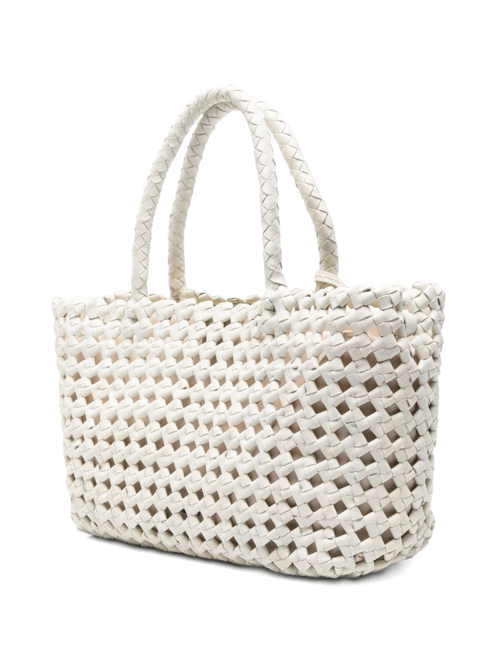 VISONA Borsa Regina in pelle intrecciata bianca 