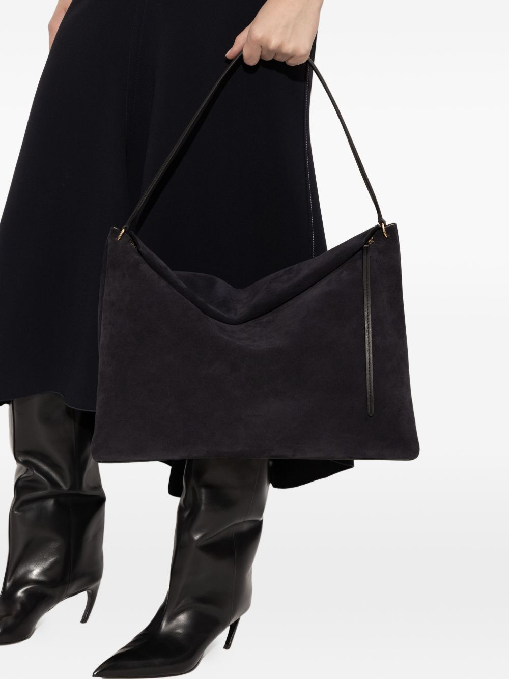 WANDLER Borsa a spalla Penelope in suede navy blu 