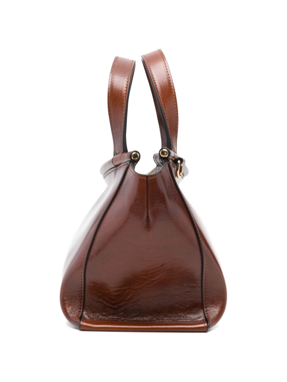WANDLER Tote bag in pelle marrone con manici superiori 