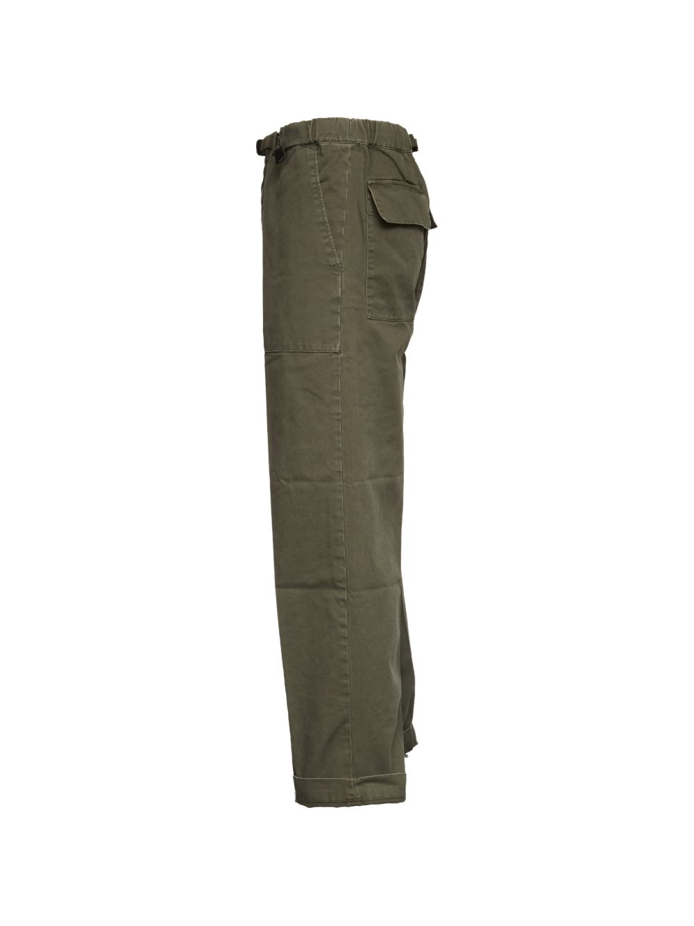 WHITE SAND Pantaloni in cotone verde con cintura e tasche 