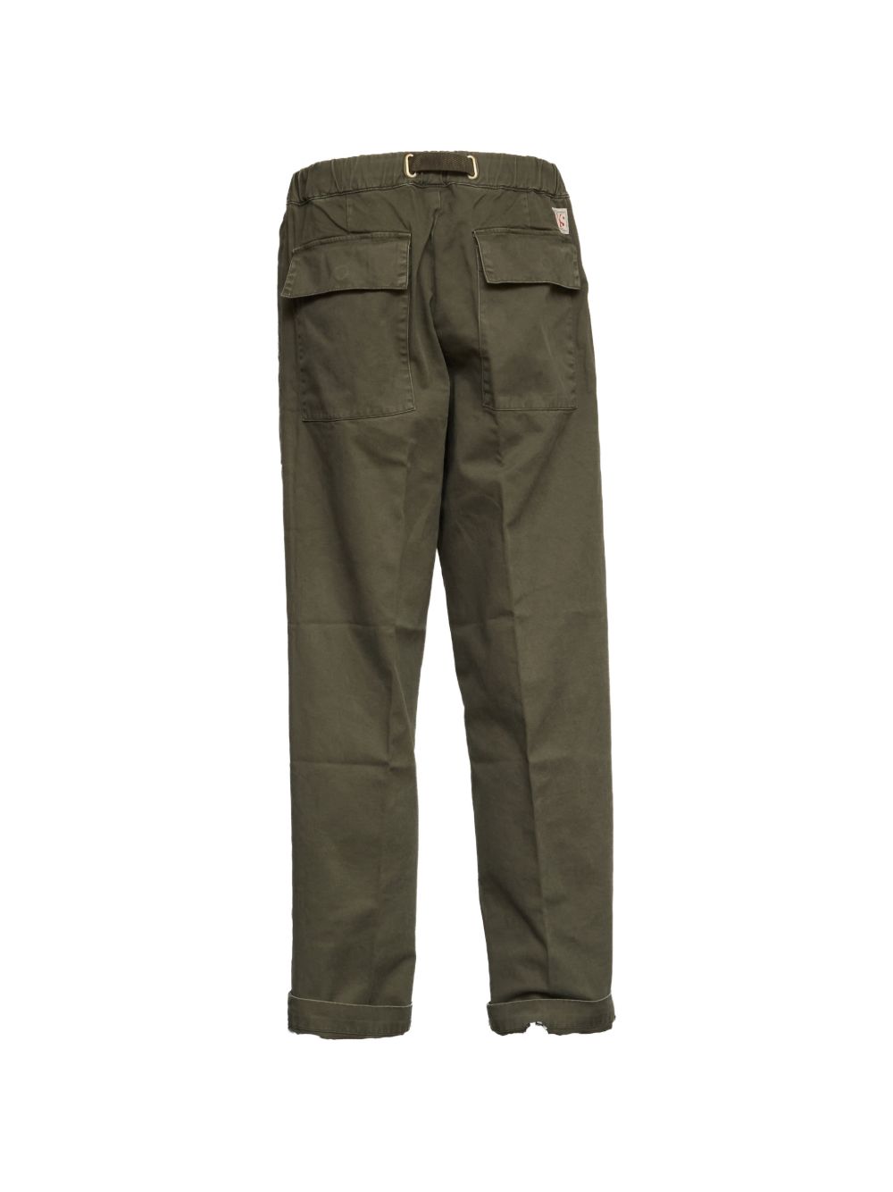 WHITE SAND Pantaloni in cotone verde con cintura e tasche 