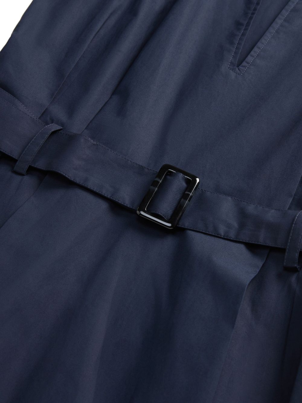 WOOLRICH Abito midi in cotone con scollo a V e cintura 