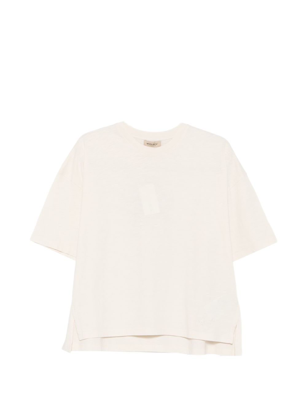 WOOLRICH T-shirt in cotone a maniche corte color avorio 