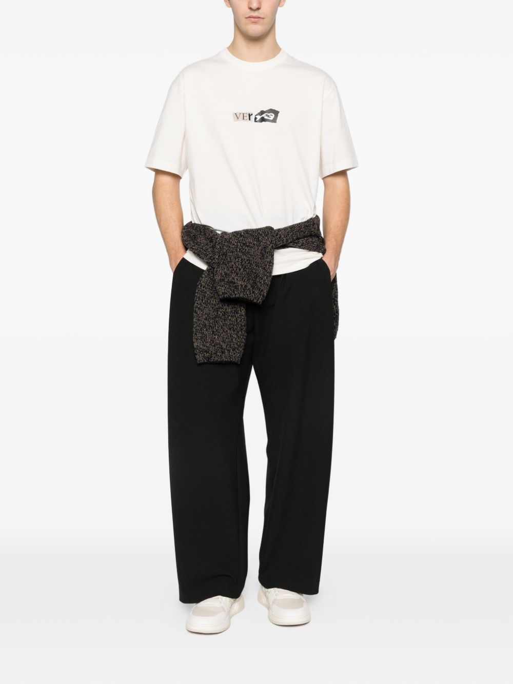 Y3 T-shirt in cotone bianco con stampa 