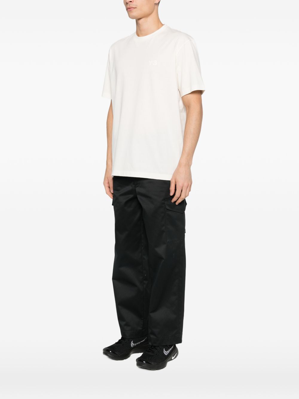 Y3 T-shirt in cotone bianco a maniche corte 