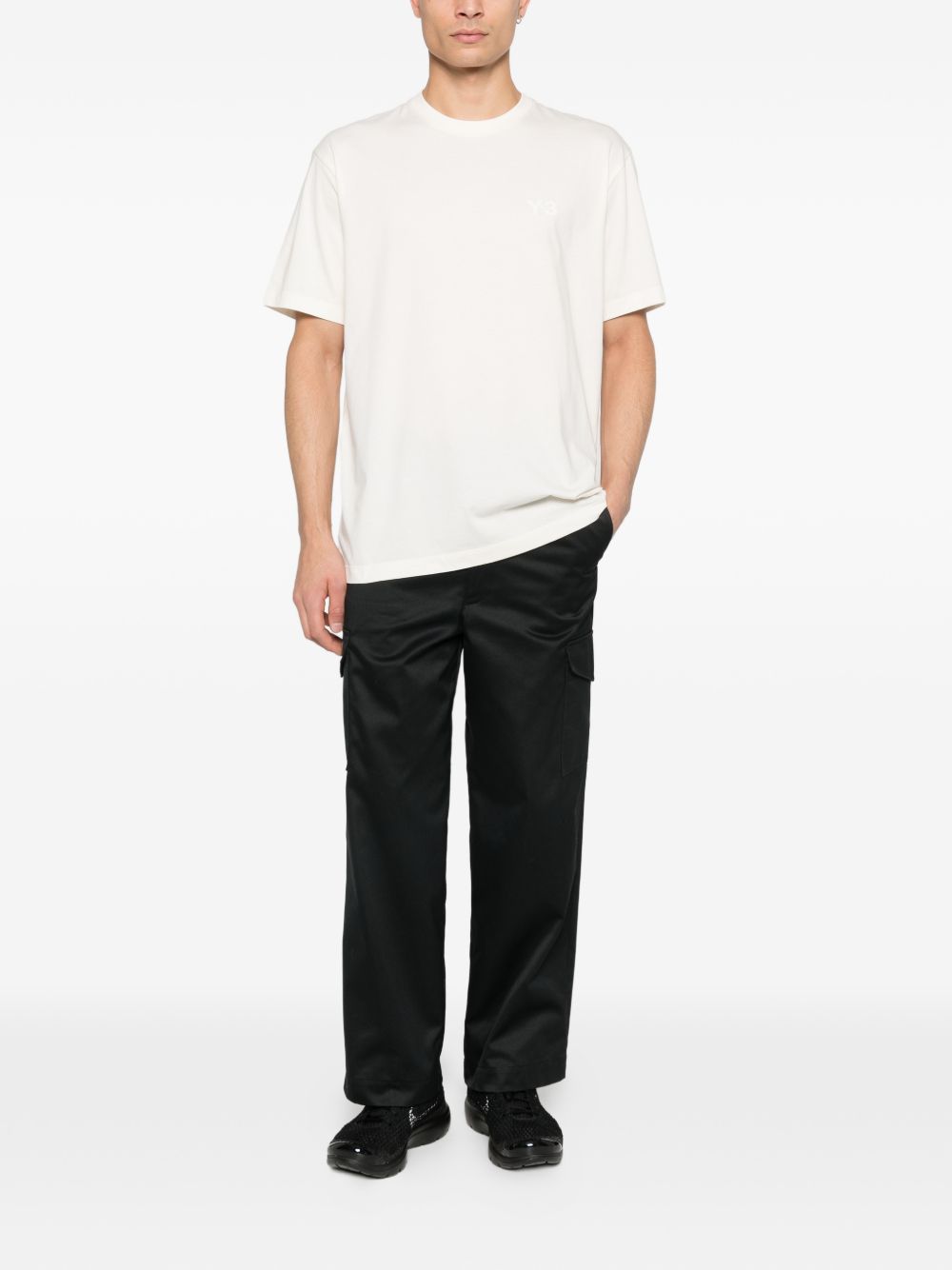 Y3 T-shirt in cotone bianco a maniche corte 