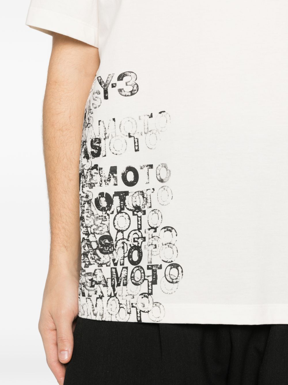 Y3 T-shirt in cotone bianco con stampa nera 