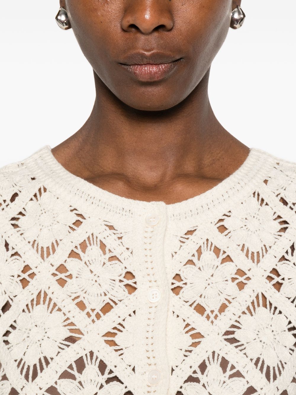 YERSE Gilet in maglia ecrù con bottoncini 