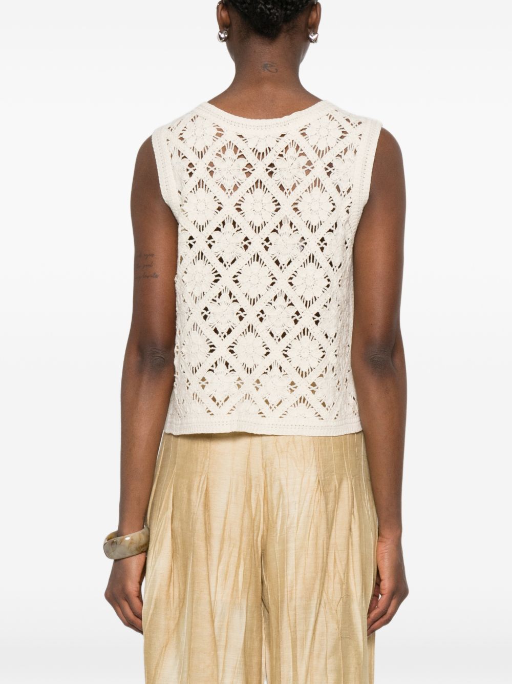 YERSE Gilet in maglia ecrù con bottoncini 