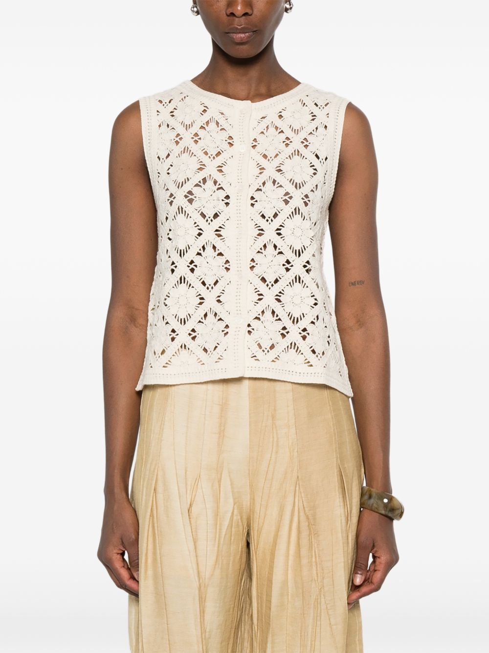 YERSE Gilet in maglia ecrù con bottoncini 