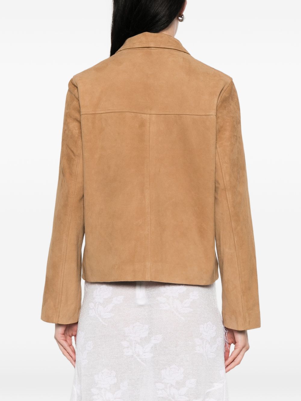 YERSE Giacca in suede monopetto color cammello 
