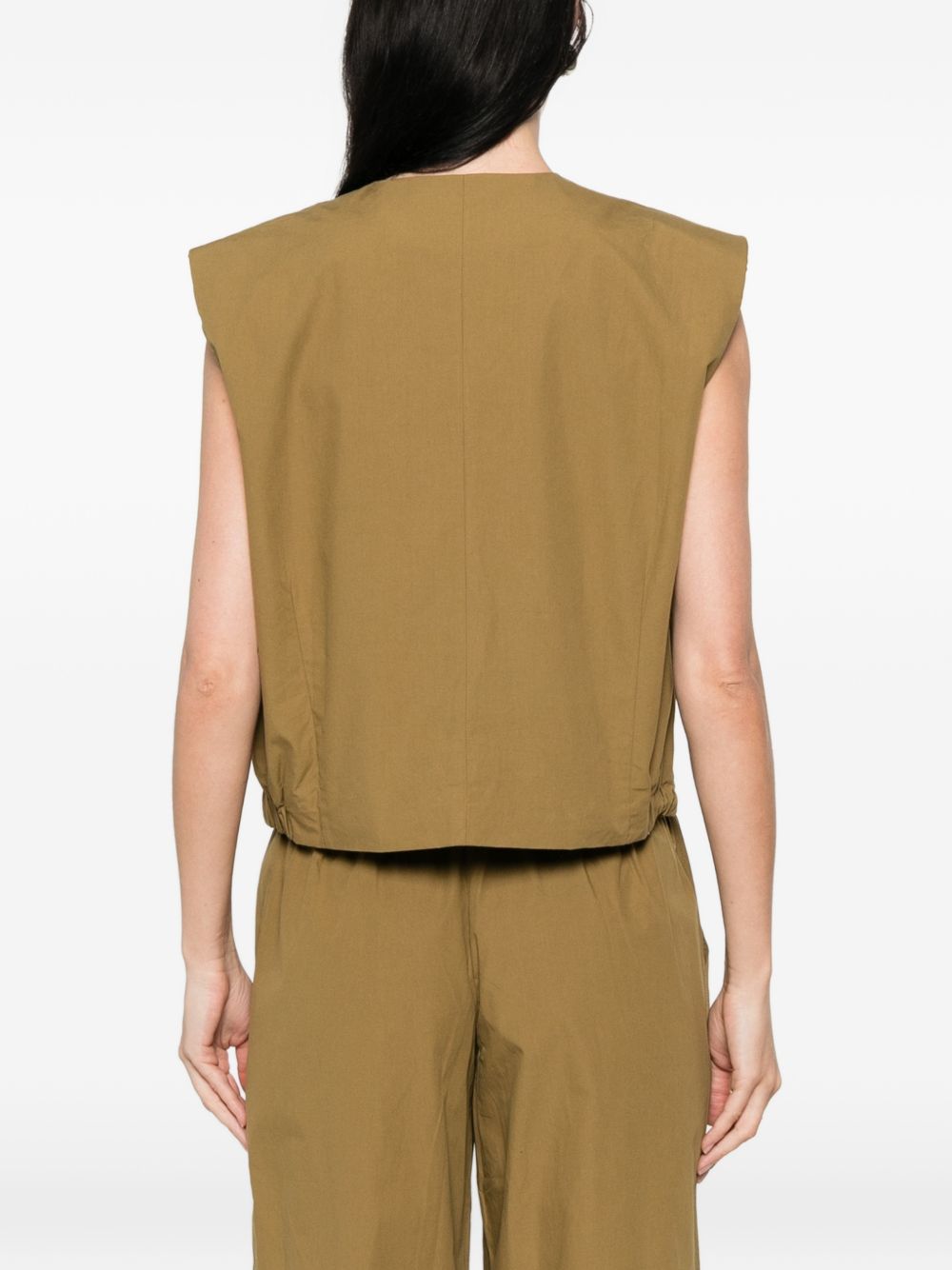 YERSE Gilet Carli in cotone cachi 