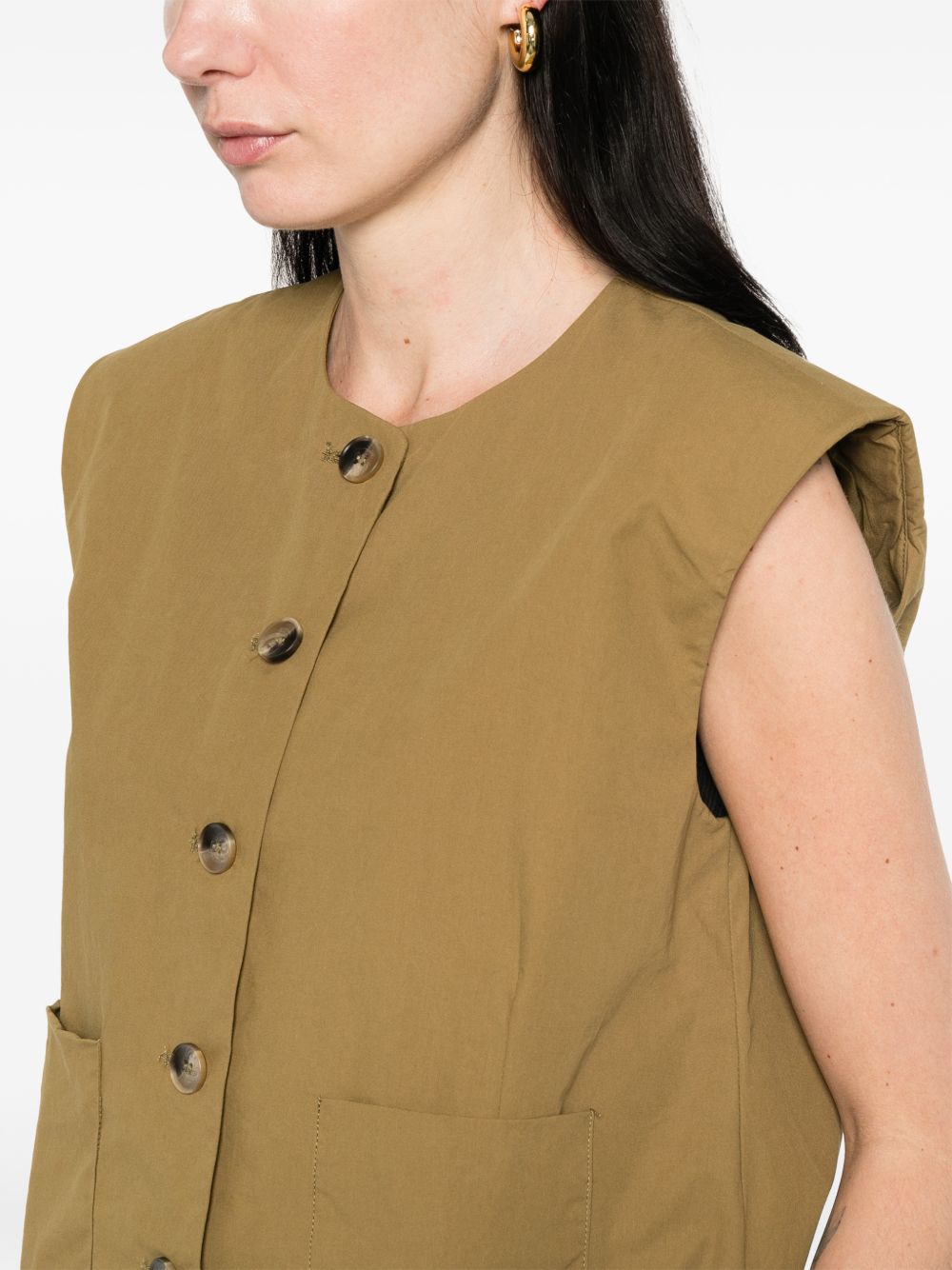 YERSE Gilet Carli in cotone cachi 