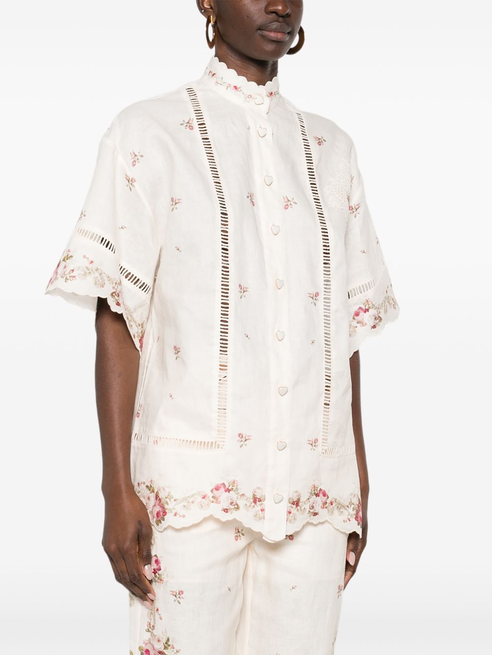 ZIMMERMANN Camicia 'Patience' a fiori con dettagli in pizzo 