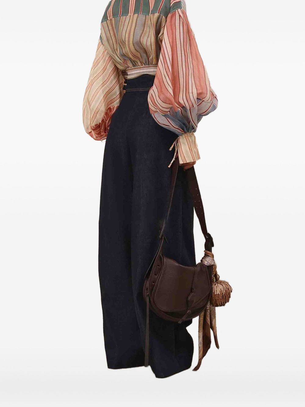 ZIMMERMANN Pantaloni blu effetto jeans a vita alta 