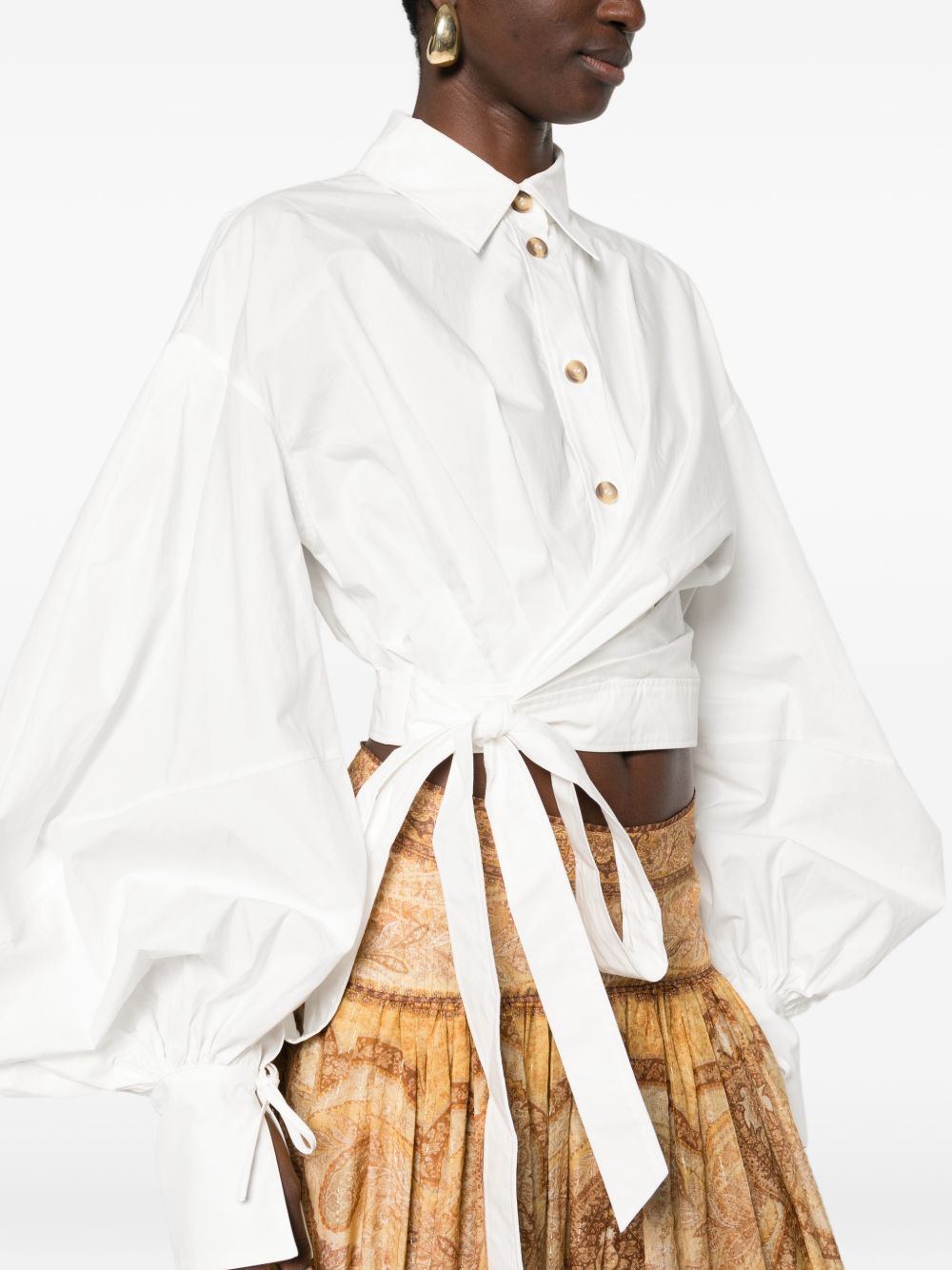 ZIMMERMANN Camicia avorio 'Rebellion' con maniche a palloncino 
