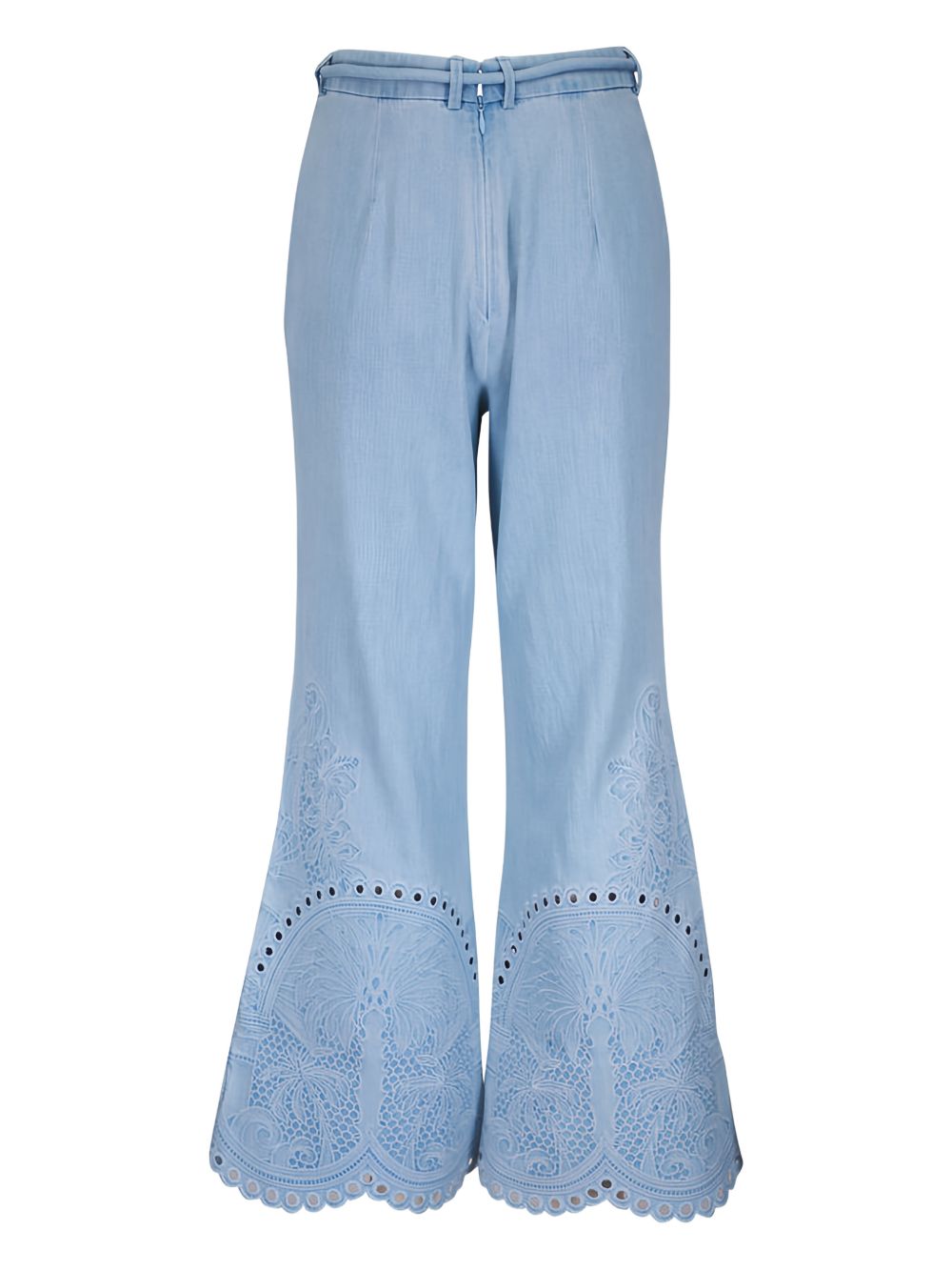 ZIMMERMANN Pantaloni lunghi con ricamo sul fondo 