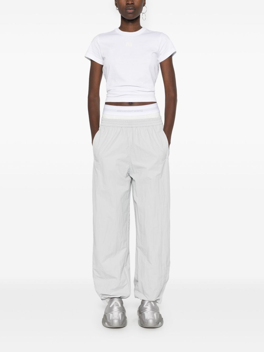 ALEXANDER WANG T-shirt bianca con logo a maniche corte 