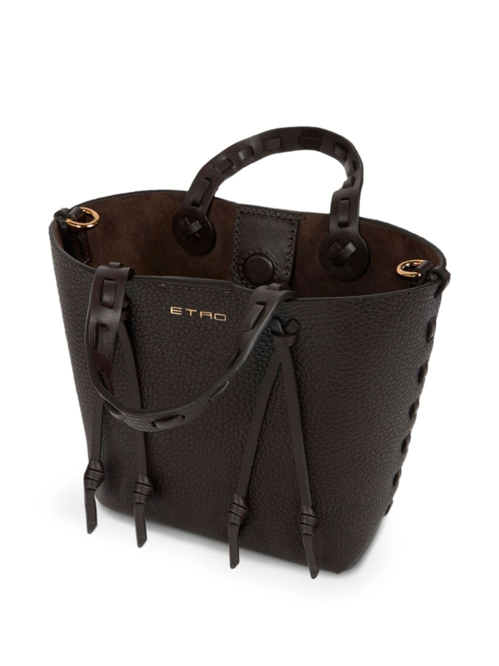 ETRO Borsa Essential in pelle nera con stampa paisley 